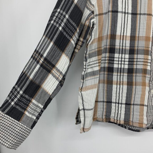 Aerie Top Plaid Button Down Flannel Pajama Shirt Long Sleeve - Picture 5 of 10